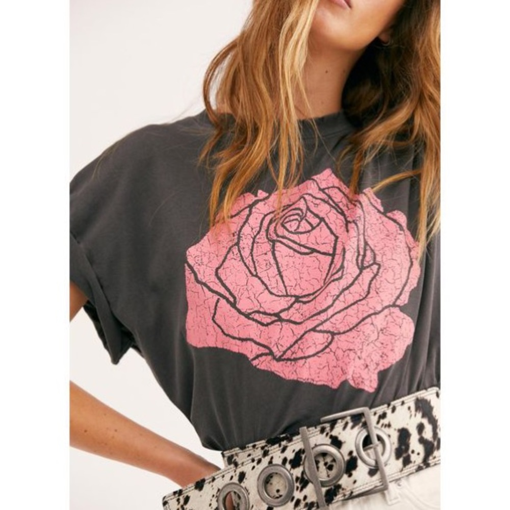 Free People Rose Boyfriend Tee by Girl Dangerous - S